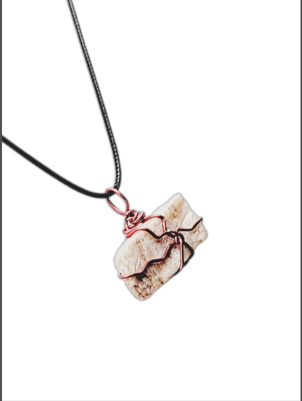 Raw Rose Quartz Pendant with Cord Necklace NWOT